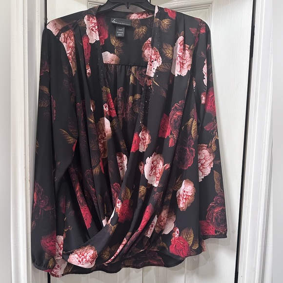 Floral Lane Bryant Crossover Blouse - Picture 1 of 3
